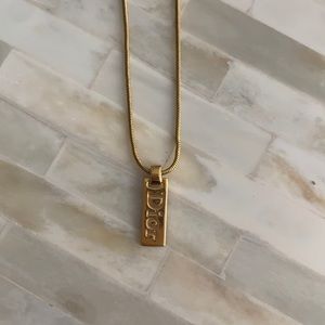 Christian DIOR gold tag necklace